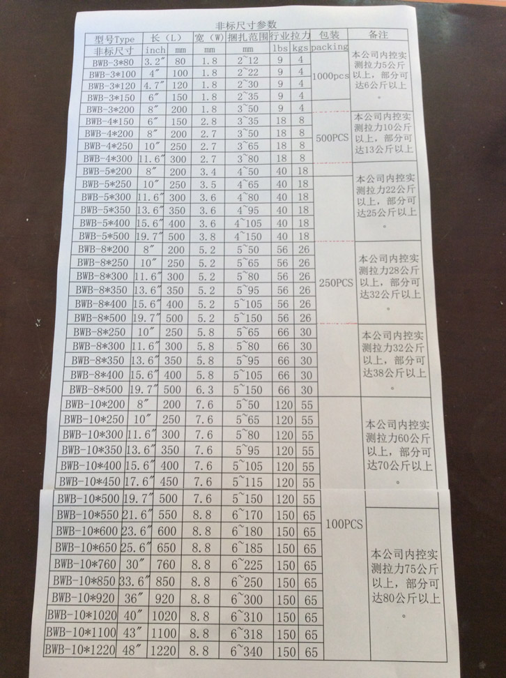 非標(biāo)尼龍扎帶